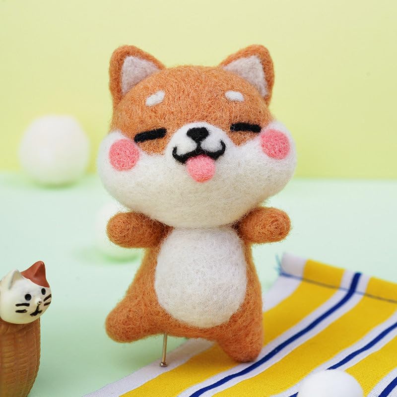 Wizardi Beginner Needle Felting Kit for Adults - Dog. Animal Felting Kit 7x4x4cm. Felting Tools. Wool Felting Supplies. Felt Crafts. Wool Felt. F07N8-W41 by Wizardi