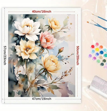 Botanical Flowers Paint by Numbers Kit for Adults - DIY Elegant Flower Blooms and Leaves Painting on Canvas 16x20 Inches, Acrylic Paint Set, Suitable for Beginners, Floral Art for Home Decoration - Image 2