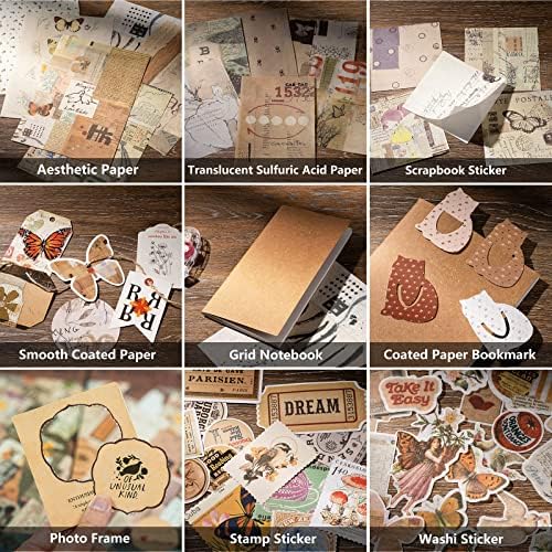 JOYCHOIC Vintage Scrapbooking Supplies Aesthetic Journaling Kit, Scrapbook Large Collection for Bullet Junk Journal, Arts Craft Collage, Beginners, Ephemera - Image 6