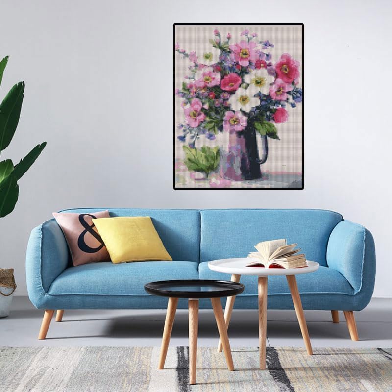Flowers Stamped Cross Stitch Kits Flowers Cross Stitch Patterns,Dimensions Cross Stitch Kits Embroidery Kit Arts and Crafts for Beginners 15.7x11.8 inch - Image 3