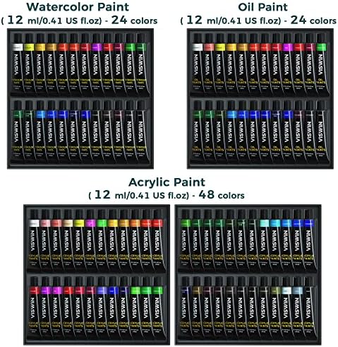 VISWIN 185 PCS Professional All-in-One Art Painting Kit with Beech Wood Easel, 96 Acrylic, Watercolor & Oil Paint Set, Canvas, Painting Set with Complete Art Supplies for Adult, Artist, Beginner - Image 4
