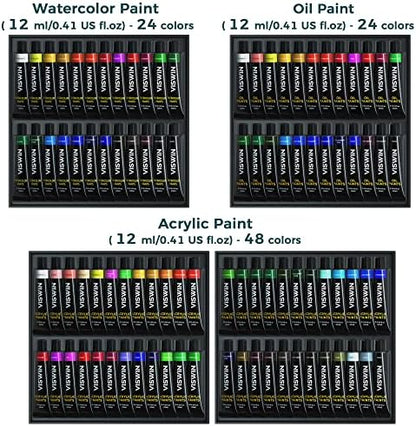 VISWIN 185 PCS Professional All-in-One Art Painting Kit with Beech Wood Easel, 96 Acrylic, Watercolor & Oil Paint Set, Canvas, Painting Set with Complete Art Supplies for Adult, Artist, Beginner - Image 4