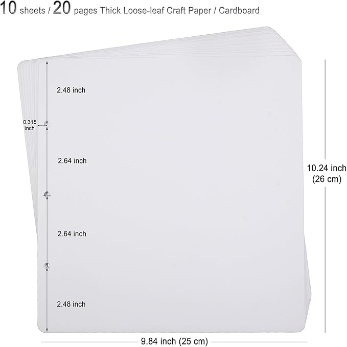 ADVcer 10 Sheets Double Sided Scrapbooking Refill Pages, 9.84x10.24" No Acid Thick Additional Craft Paper Cardboard for ALL ADVcer 10x10 inch Three-Ring Loose-Leaf Binder Photo Album Scrapbook (White)