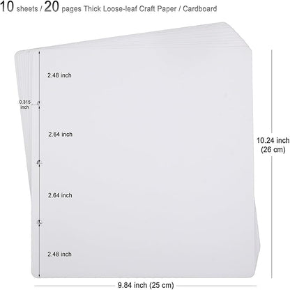 ADVcer 10 Sheets Double Sided Scrapbooking Refill Pages, 9.84x10.24" No Acid Thick Additional Craft Paper Cardboard for ALL ADVcer 10x10 inch Three-Ring Loose-Leaf Binder Photo Album Scrapbook (White)