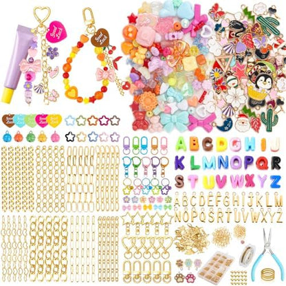 Ecoofor 561 Pcs Keychain Making Kit - Includes 30 Keychain Clips, 40 Extender Chains, 178 Charms, Beading Accessories, Jewelry Pliers - DIY Bag Charms & Jewelry Craft Kit Supplies by Ecoofor