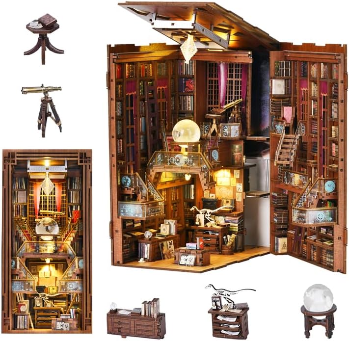 Beyond Library Book Nook Kit - DIY Miniature House 3D Wooden Puzzle by CCCDF