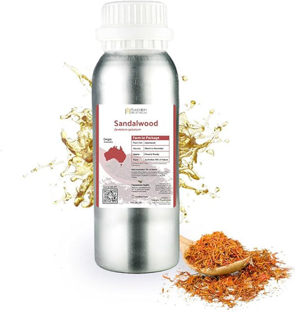 Nature Packaged Sandalwood Essential Oil - Direct from Australian Oils of Nature - Steam Distilled - Aceite Esencial de Sándalo for Aromatherapy, Massage, Diffuser, DIY Candle and Soap Making - 2lbs