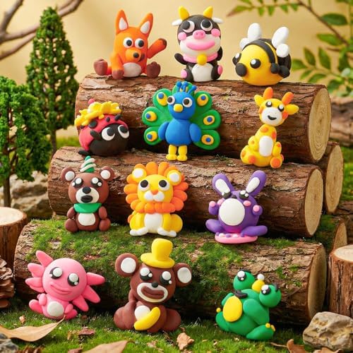 Air Dry Clay for Kids Modeling Clay Kit, 12 Boxes Model Magic Arts and Crafts for Kids with Tools & Tutorial, Non-Sticky, 3-12+ Years Boy Girl Birthday Gift, Animal Themed Party Favors Classroom Prize - Image 2