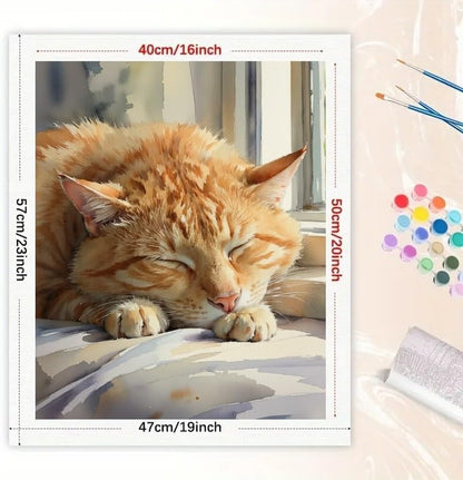 TAOPAOLAB Sleeping Cat Paint by Numbers Kit for Adults - DIY Orange Tabby by Window Painting on Canvas 16x20In, Acrylic Paint Set, Suitable for Beginners, Art for Home Decoration or Gifts - Image 2