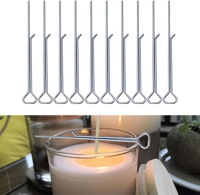 Wick Centering Tool,Candle Making Supplies, Candle Wick Holders Stainless Steel Elastic Wick Centering Clips Device for DIY 10PCS