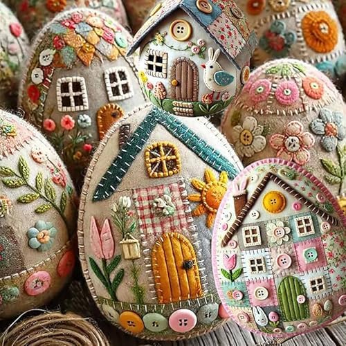 Felt Easter Egg House DIY Kit - All-Inclusive Craft Set with Hand-Embroidered Materials, Bunny & Chick Patterns for Easter Decorations, Home Hanging Ornaments for Adults & Beginners (B/1PC) - Image 3