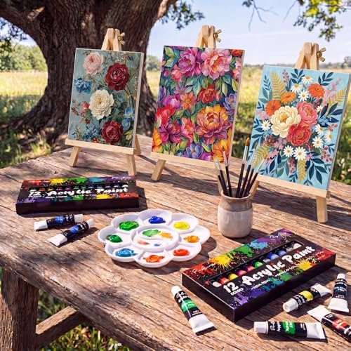 Cholemy 36 Pcs Paint and Sip Kit Gift for Adults 8''x10'',Summer Flowers - Image 2