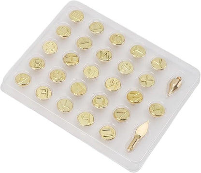 Restokki Brass Alphabet Carving Letters Burning Tip for Wood Leather Paper Branding Personalization DIY Crafts, 26 Letters
