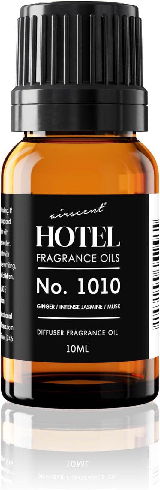 AirScent Hotel Diffuser Oil No. 1010 - Ginger Jasmine Tonka Bean - Hotel Scent Dupe - Premium Fragrance Oil for Ultrasonic and Waterless Diffuser - 10 mL, .34 fl oz Glass Dropper Bottle