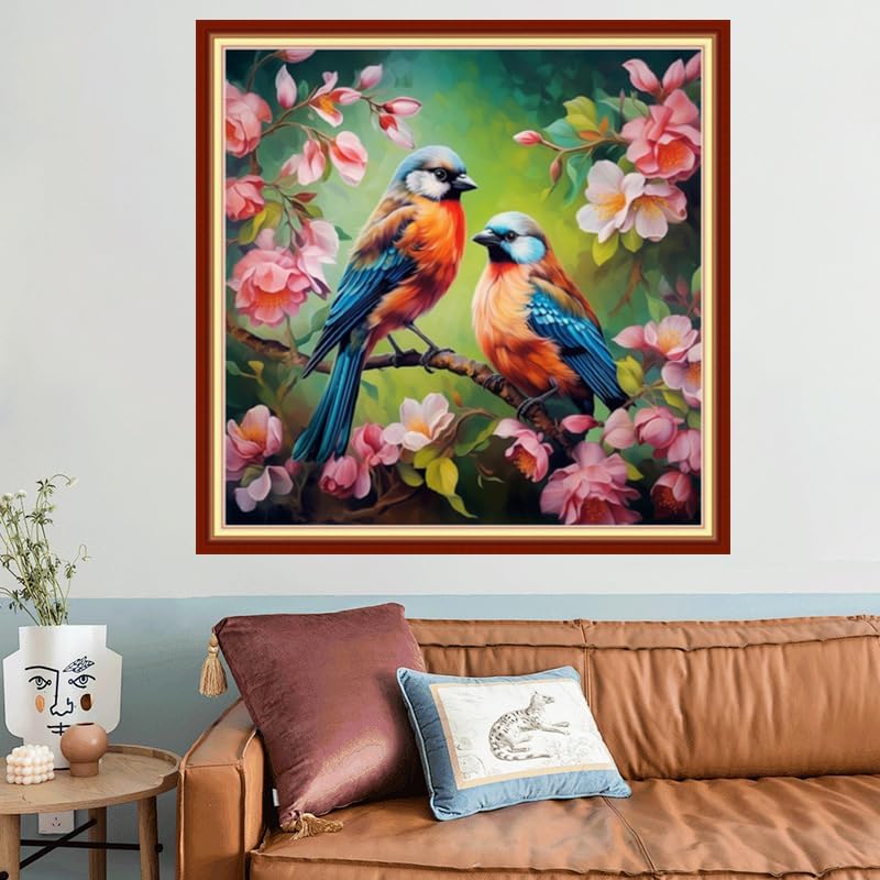 Joyhoor Stamped Cross Stitch Kits for Beginners, Needlepoint Kits for Adults, 11CT Counted Embroidery Kits-Flower Birds 18x18 inchs - Image 2