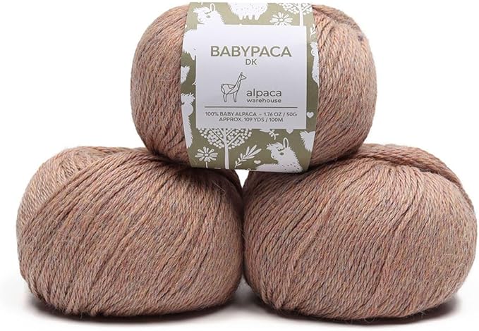100% Baby Alpaca Yarn Wool Set of 3 Skeins (150 Grams) DK Weight - Made in Peru - Heavenly Soft and Perfect for Knitting and Crocheting (Heather Peach, DK)
