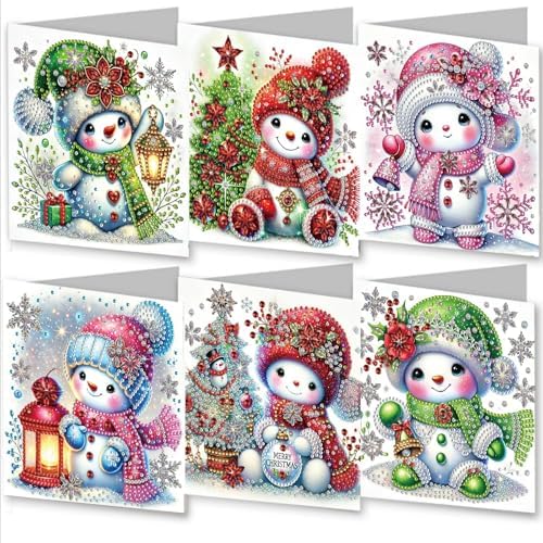 Christmas DIY Diamond Greeting Cards Set, 5D DIY Diamond Art Painting Christmas Style Greeting Card, DIY Christmas Card Making Kits for Family Friends Handmade Gift-#17-Snowman by Unknown