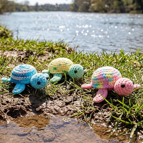 Crochetta Crochet Kit for Beginners, Beginner Crochet Kit for Adults with Step-by-Step Video Tutorials, DIY Crochet Animal Kits Knitting Supplies, 3 Pack Turtle (40%+ Yarn) - Image 3
