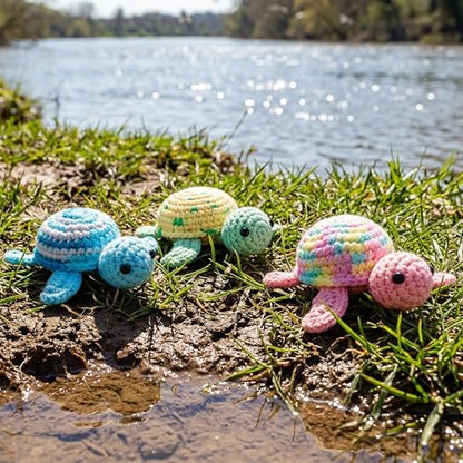 Crochetta Crochet Kit for Beginners, Beginner Crochet Kit for Adults with Step-by-Step Video Tutorials, DIY Crochet Animal Kits Knitting Supplies, 3 Pack Turtle (40%+ Yarn) - Image 3