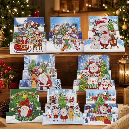 8PCS Santa Claus DIY Greeting Card Kits with Envelopes Diamond Art Greeting Cards Diamond Art Cards Kits for Adults DIY Crafts Family Friend Gifts - Image 4