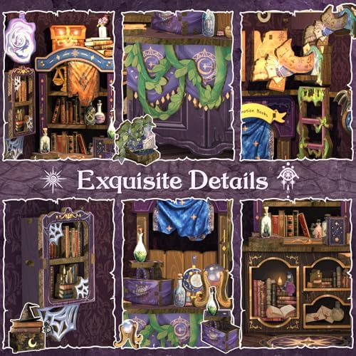 CUTEBEE Book Nook Kit - DIY Miniature House Dollhouse Kit for Adults and Teens, Booknook Tiny House Bookshelf Decor 3D Wooden Puzzle, Gifts for Family Friends (The Astrology Bookshop) - Image 5