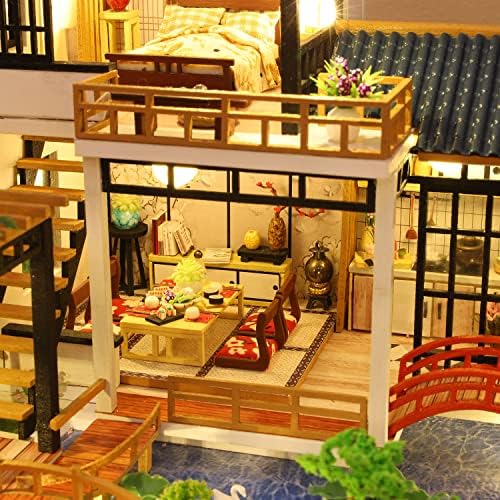 GuDoQi DIY Miniature Dollhouse Kit, Tiny House kit with Furniture, Miniature House Kit 1:24 Scale, Great Handmade Crafts Gift for Birthday Christmas Day, Villa with Courtyard - Image 3