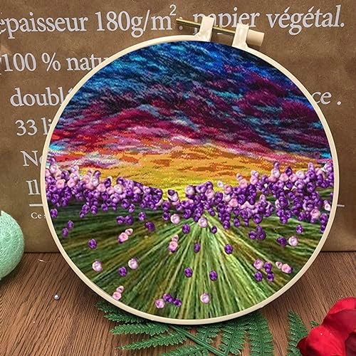 JRYYR Friendship Gifts Beginner Embroidery kit for Adults,Embroidery Kits for Beginners DIY Cross Stitch with Patterns and Instructions (Purple Lavender) - Image 5