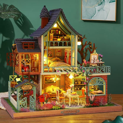 GuDoQi DIY Miniature Dollhouse Kit, Tiny House kit with Music, Miniature House Kit 1:24 Scale, Great Handmade Crafts Gift for Birthday Christmas Day, Jungle Resort - Image 2