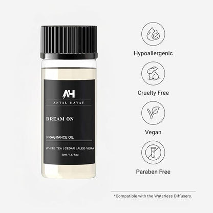 Antal Hayat Dream On Essential Oil Scent 50mL - Inspired by Westin Hotel - Home Luxury Scent - Antal Hayat Diffuser Oil - White Tea, Cedarwood, Amber, Musk - Diffuser Oil Blends for Aromatherapy