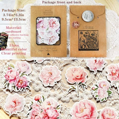CATaireen Vintage Junk Journal Items Kit Pre Cut Paper Cards Cutout Cardstock Art Aesthetic Decor Hollow Out Craft Elements Small Embellishments Supplies for Adults Scrapbook Pack (Floral Pink) - Image 2