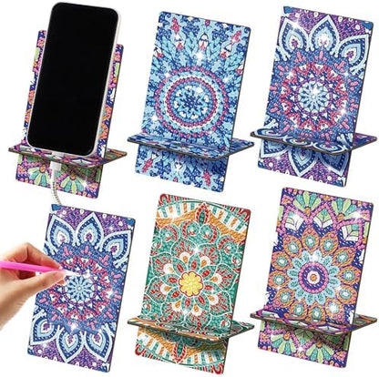 Saillong 4 Pcs Mandala Diamond Art Phone Holder 5.5 Inch DIY Full Drill by Saillong