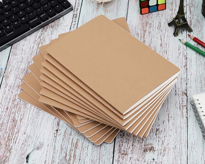 Wotion 16 Pack Kraft Notebooks, Journals in Bulk for Writing, Blank Paper Sketchbooks, 60 Pages Notebook, 8.3x5.5 Inch, A5 Size, Travel Journal Set, for Gifts, Students and Office Supplies