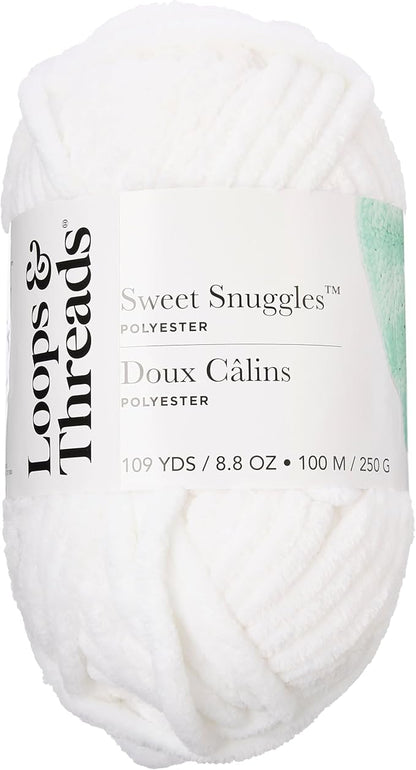 Loops & Threads Sweet Snuggles Yarn - Solid Yarn for Knitting, Crochet, Weaving, Arts & Crafts - White, Bulk 18 Pack