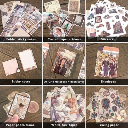 Museum Scrapbooking Supplies Kit, A6 Notebook, Vintage Junk Journaling Kit - Image 4