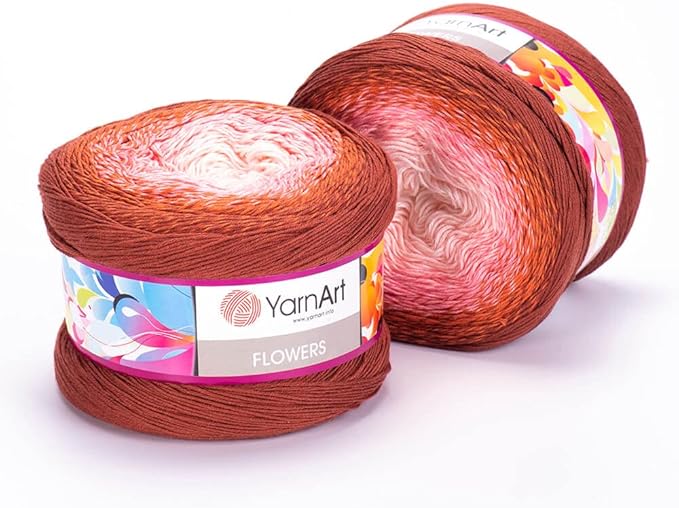 2 Skein/Pack Yarnart Flowers Gradient Yarn, Each Ball 8.8 Oz (250gr) / 1094 Yards (1000m), 55% Cotton 45% Acrylic, Superfine Fingering Weight for Knitting and Crochet, 288 - Salmon