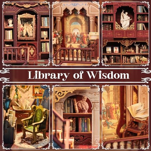CUTEBEE Book Nook Kit - DIY Miniature House Dollhouse Kit for Adults, Booknook Tiny House Bookshelf Decor 3D Wooden Puzzle, Gifts for Family and Friends (Library of Wisdom) - Image 5