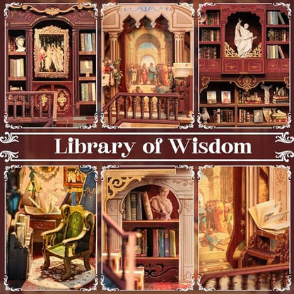 CUTEBEE Book Nook Kit - DIY Miniature House Dollhouse Kit for Adults, Booknook Tiny House Bookshelf Decor 3D Wooden Puzzle, Gifts for Family and Friends (Library of Wisdom) - Image 5