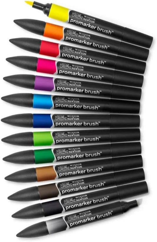 Winsor & Newton ProMarker Brush Set, 12 Count, Vibrant Tones