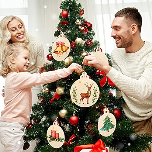 Large Size 7" Wooden Christmas Ornaments to Paint, DIY Blank Unfinished Round Wood Discs Ornament for Crafts Hanging Decorations(10PCS) - Image 2