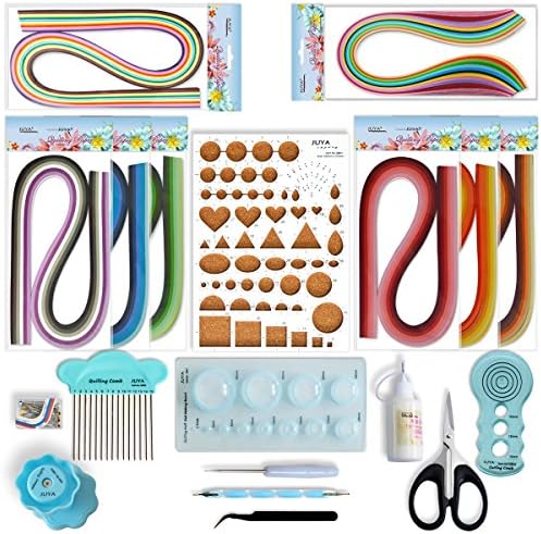 JUYA Paper Quilling Kit 960 Strips with 12 Tools, Glue, Blue Set, 3mm by JUYACrafts