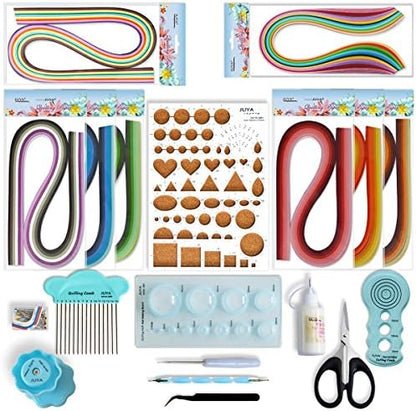 JUYA Paper Quilling Kit 960 Strips with 12 Tools, Glue, Blue Set, 3mm by JUYACrafts