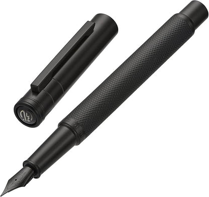 Matte Black Forest Fountain Pen Extra Fine Nib Classic Design with Converter and Metal Pen Box Set by Asvine