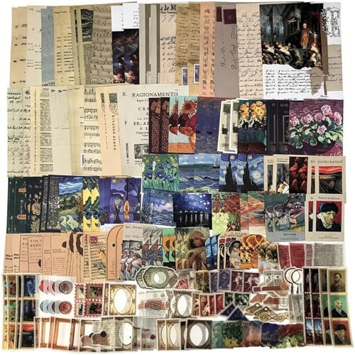 Esweny 200PCS Vintage Scrapbooking Supplies Kit for Journaling, Junk Journal Planners Aesthetic Cottagecore Room Decor Wall Art Collage Album(Artistic) by Esweny