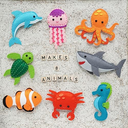 Craftorama Sewing Kit for Kids, Fun and Educational Sea Animal Craft Set for Boys and Girls Age 7-12, Sew Your Own Felt Animals Craft Kit for Beginners, 165 Piece Set - Image 7