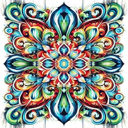 ColourMost's Original Paint by Numbers Kits-Serenity Mandalas #03 (16"x16" / 40x40cm) Includes Paints, Canvas, and Brushes -Wood-Framed Canvas (Pre-Stretched) by Unknown