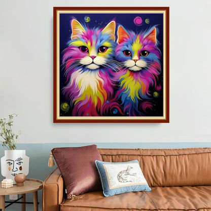 Joyhoor Stamped Cross Stitch Kits for Beginners, Needlepoint Kits for Adults, 11CT Counted Embroidery Kits-Colorful Cat 18x18 inchs - Image 2
