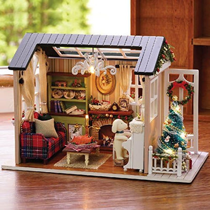 Christmas DIY Miniature Dollhouse Kits - Wooden Mini Model House with LED Lights, Tiny Furniture & Accessories – Craft Building Kits for Adults – Birthday Valentine's Gift - Holiday Times - Image 2