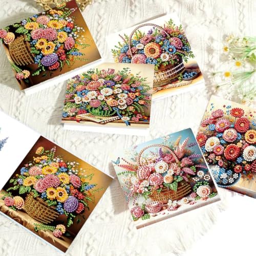 6PCS Bouquet Diamond Art Painting Greeting Cards Kit with Envelopes - 5D DIY Diamond Art Card Kits for Adults - Handcrafted Postcards for Birthday & Holiday - Image 7