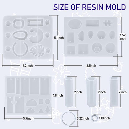 IGaiety Resin Kits for Jewelry Making Silicone Molds Starter Kit 278 Pcs Bundle with Epoxy Resin Silicone Mold Art for DIY Jewelry Earring Keychain Necklace Rings Making Adults Beginners