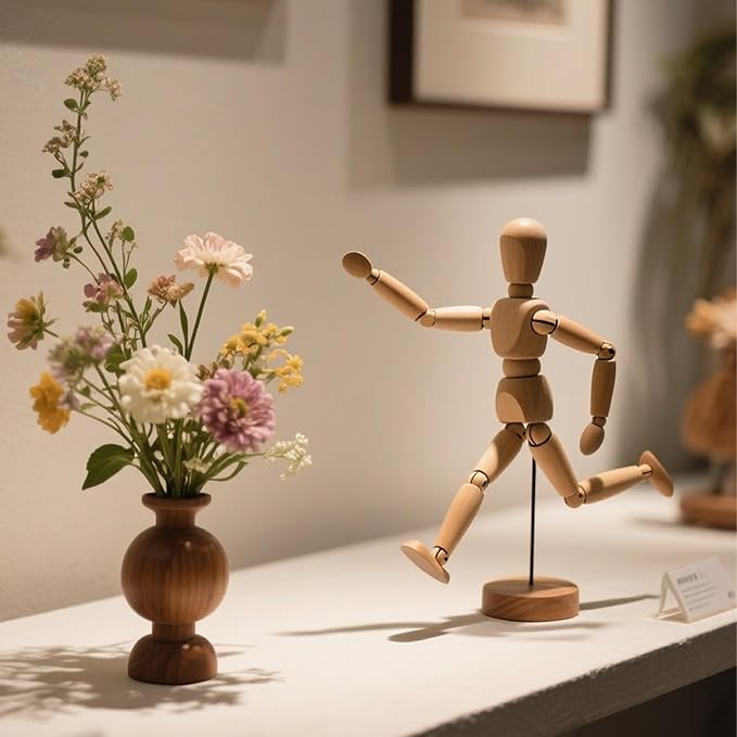 JOIKIT 4 Pack 8.5 Inch Wooden Artists Model, Wooden Art Mannequin Articulated Mannequin with Stand and Posable Body, Movable Wooden Manikin for Drawing The Human Figure